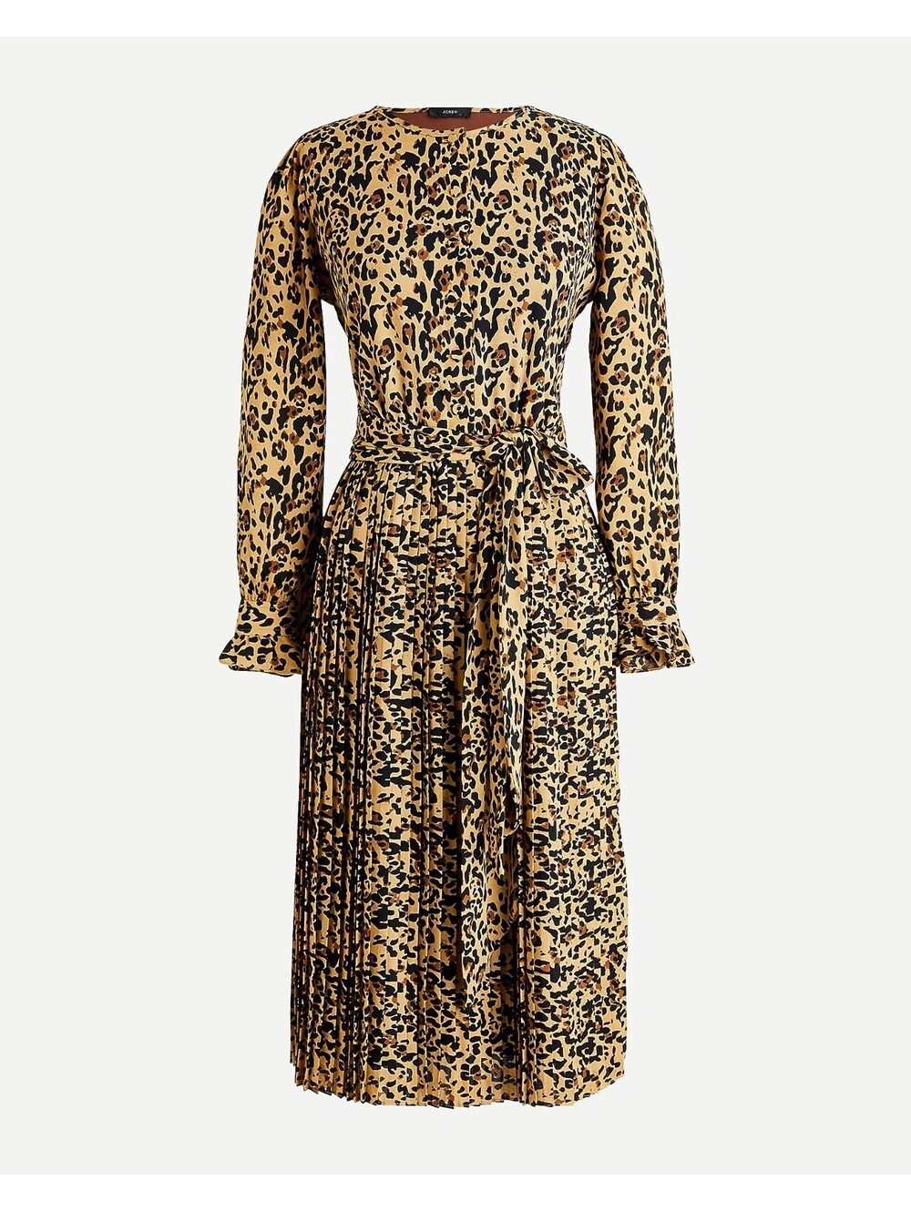 JCrew - Long sleeve pleated dress in leopard - 12 NWT